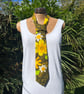 Flower power tie - Upcycled - Barkcloth fabric - Fashion accessory 