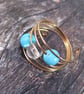 Turquoise Howlite Rose Gold Memory Wire Ring, Turquoise Ring - Image 1