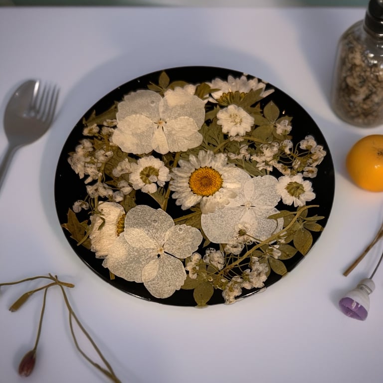 Pressed Flower Coaster – Handmade Botanical Hydrangea & Daisy Gift