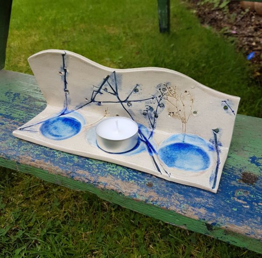 Blue Meadow Ceramic Tea Light Holder