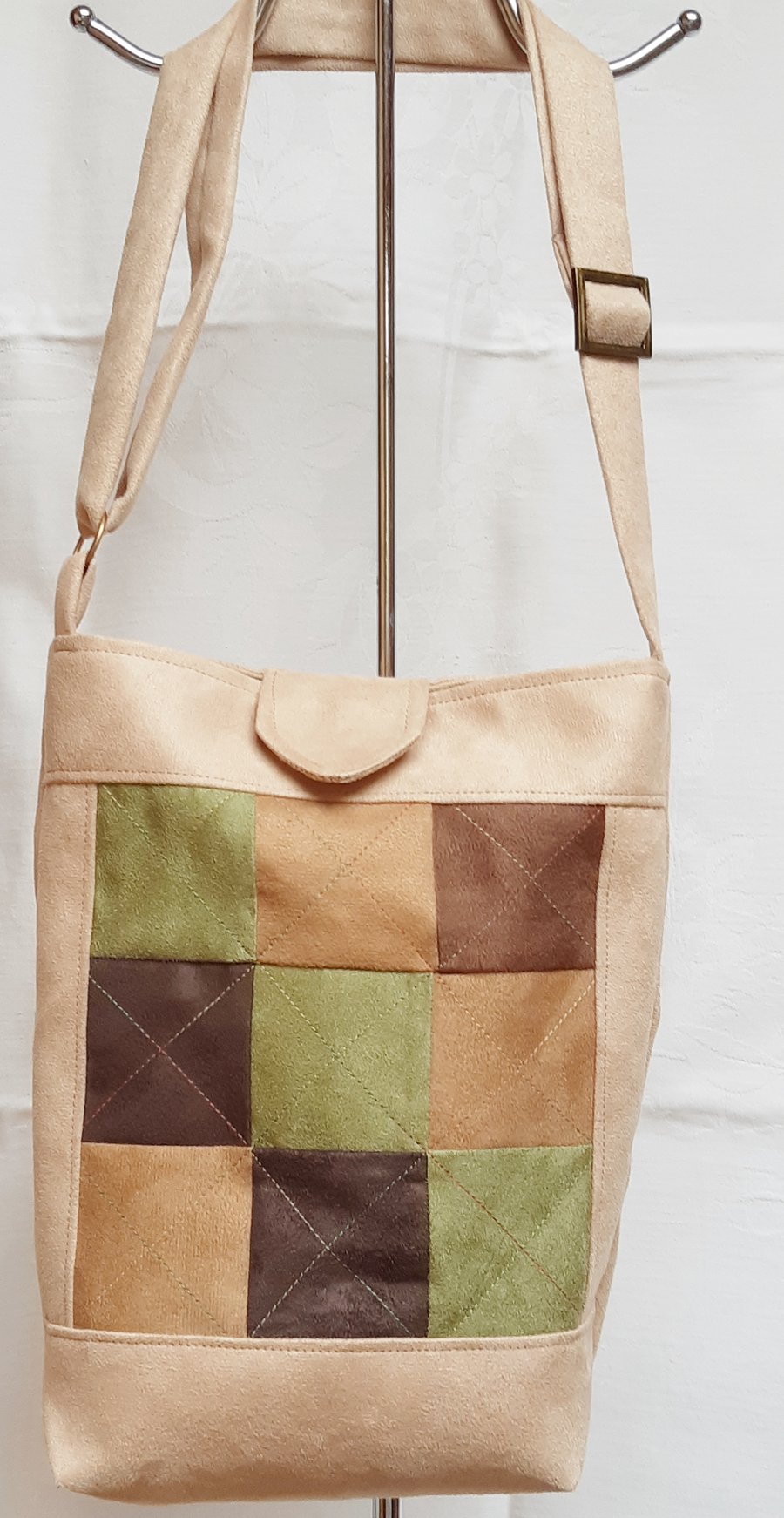Light brown square patch bag