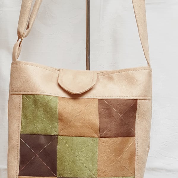 Light brown square patch bag