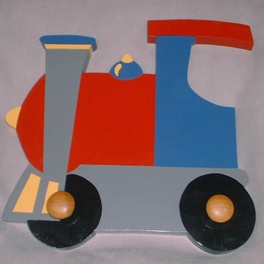 Childrens painted coat hook - Train