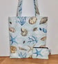 Tote bag with clip-in coin purse matching set beachcomber seaside theme