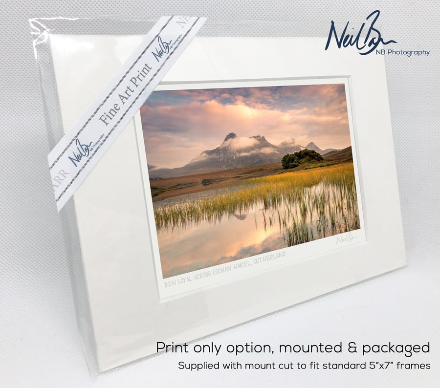 Ben Loyal & Lochan Hakel, Sutherland, Scotland - A6 (7" x 5") Unframed Print