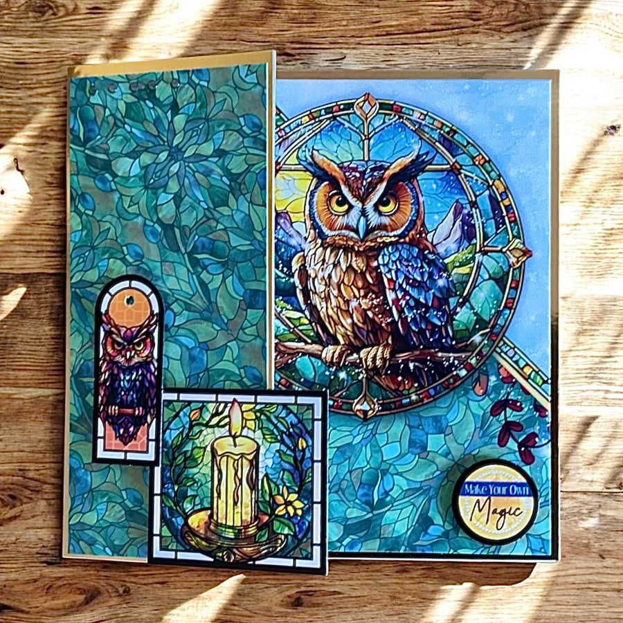 Stained Glass Style Owl Greeting Card