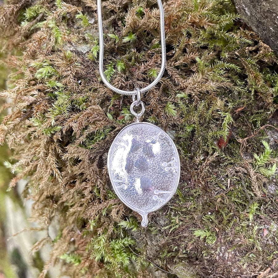 Sterling silver honesty pod pendant and chain