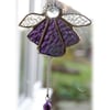 Angel Bell Suncatcher Stained Glass Shiny Purple Christmas 024