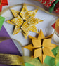 Two Origami Christmas Stars: Hanging Decorations (Ochre Yellow)