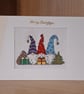 Handmade Cross-Stitch Christmas Card – Three Festive Gonks - Image 3