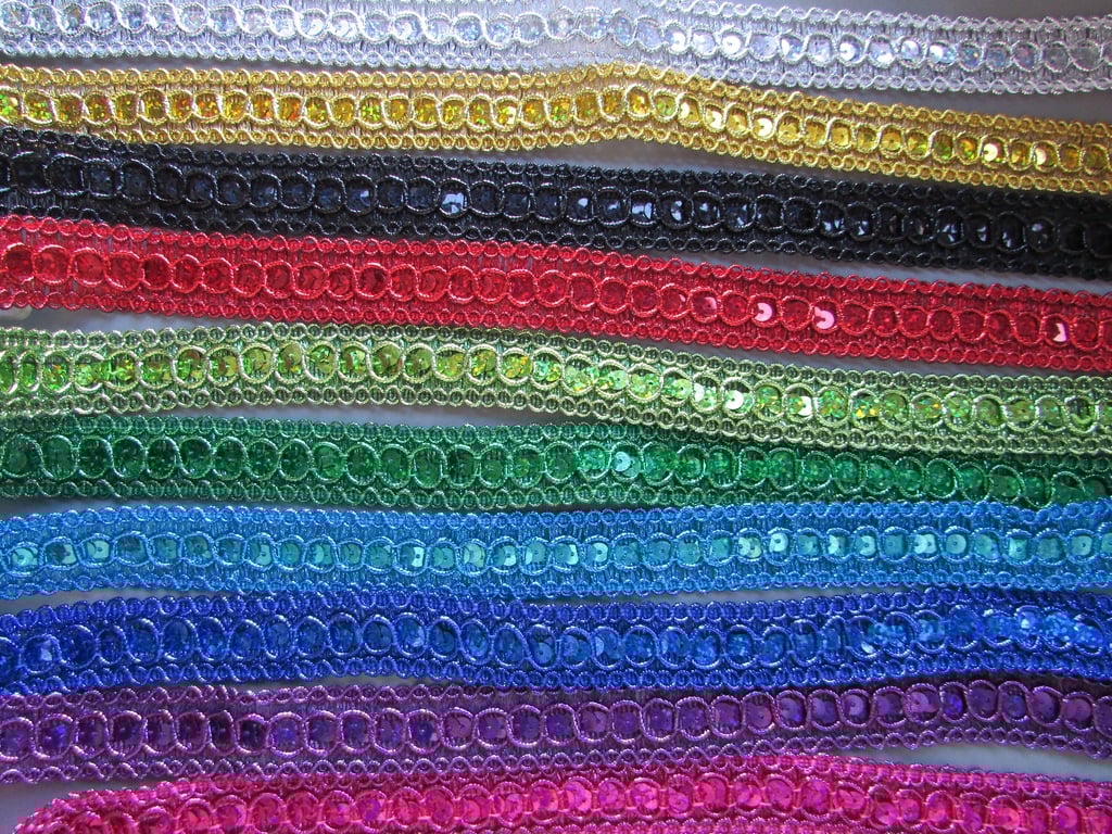 Sequin Metallic Braid 10 Colours 2.5cm SewingCraftsCostumeCorsetry
