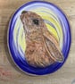 Moon Gazing Hare handpainted wood slice  - Image 4