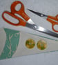 Scissor Holder. Fabric Scissor Case for 3 pairs Scissors. Green Scissors Print - Image 1