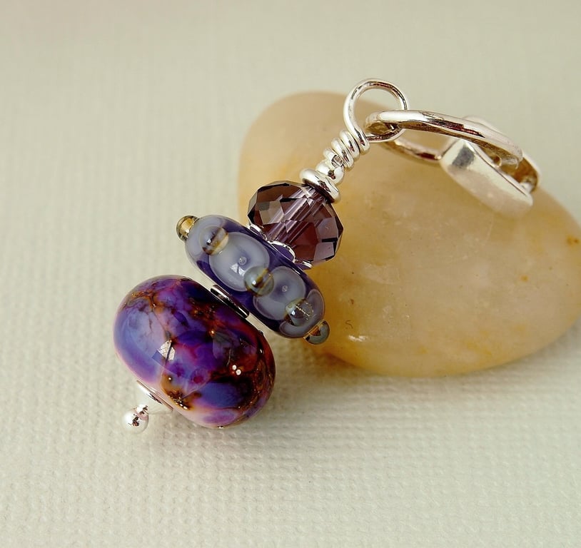 Purple Glass Pendant - Lampwork - Sterling Silver
