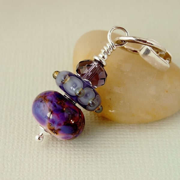 Purple Glass Pendant - Lampwork - Sterling Silver