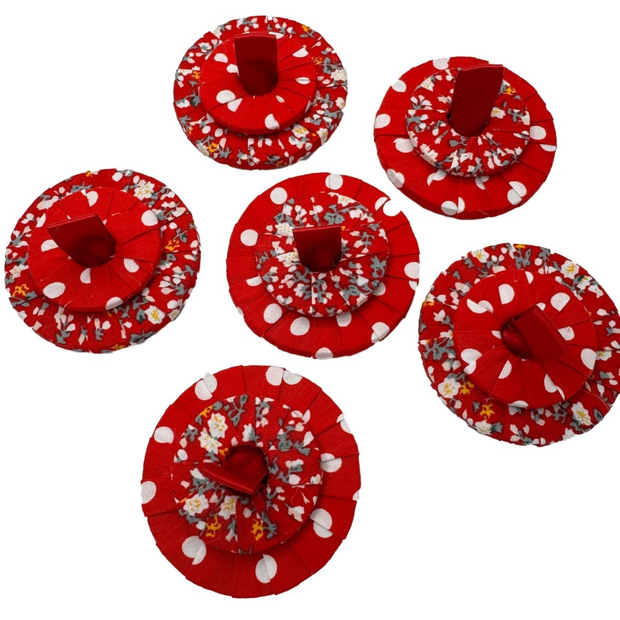 Set of 6- 5cm x 4cm Hand wrapped Fabric Steel Sewing Pattern paper Weights 