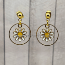 Handmade Gold Daisy Hoop Earrings - Floral Drop Earrings - Daisy Jewellery Gift 
