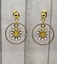 Handmade Gold Daisy Hoop Earrings - Floral Drop Earrings - Daisy Jewellery Gift 
