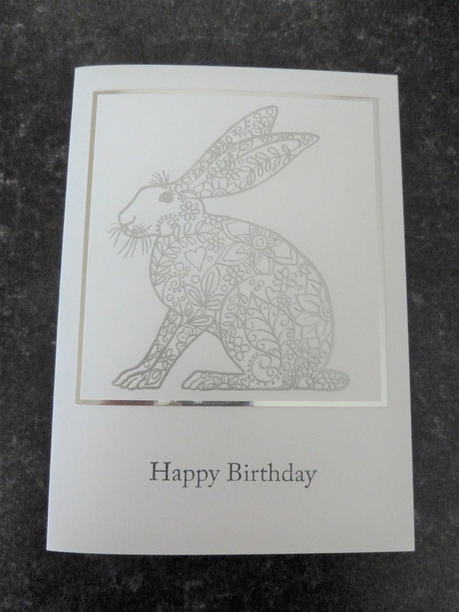 silver hare birthday card