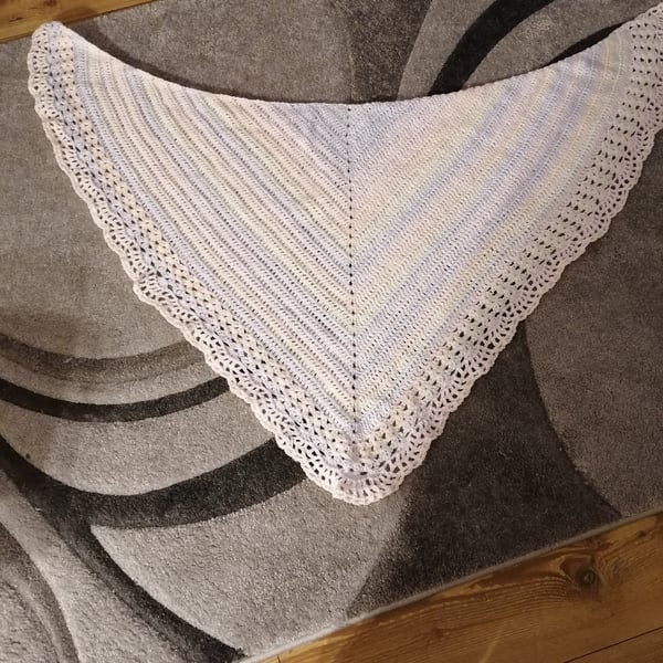 Pastel Shades Hand Crocheted Ladies Shawl