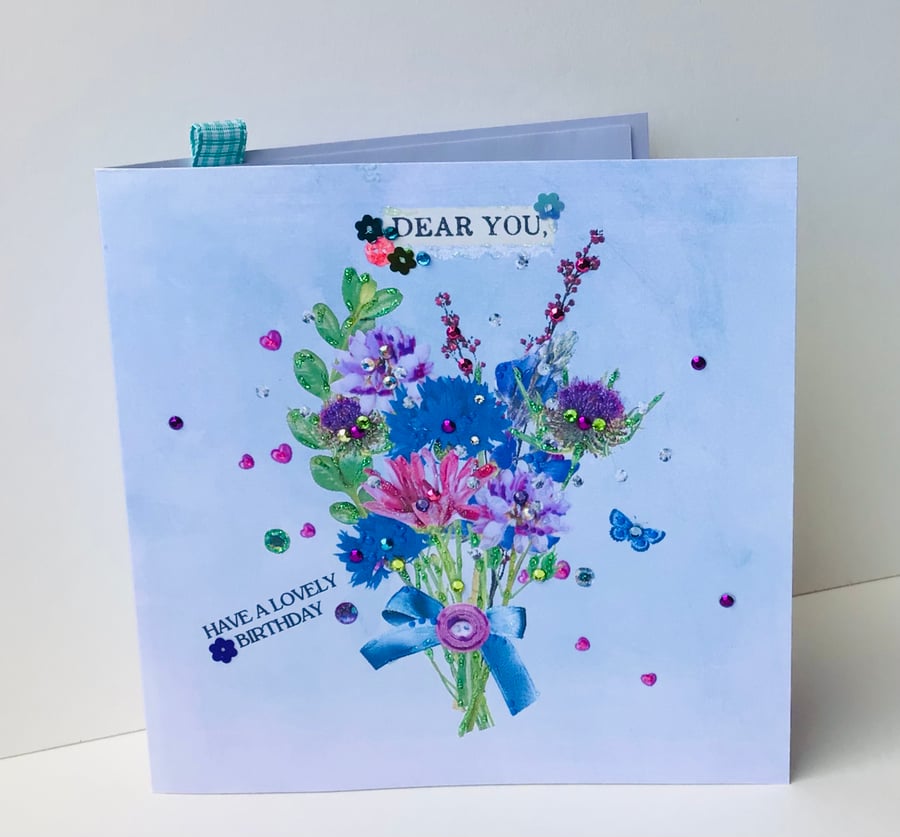 Birthday Card,Open Greeting Card,’Wild and Free’,Handmade Handfinished card