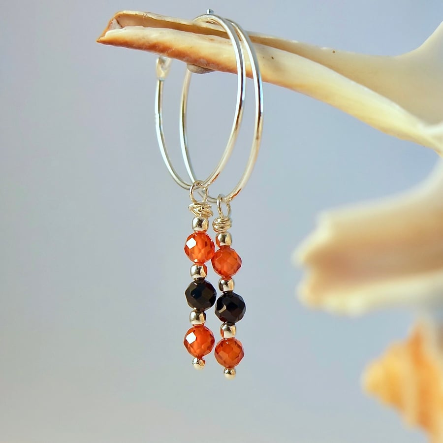 Sterling Silver Hoop & Gemstone Earrings, Birthday, Anniversary, Gifts For Her