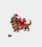 Unique Funny Christmas Sticker Xmas Decal For Adults - Dachshund In Wrapping