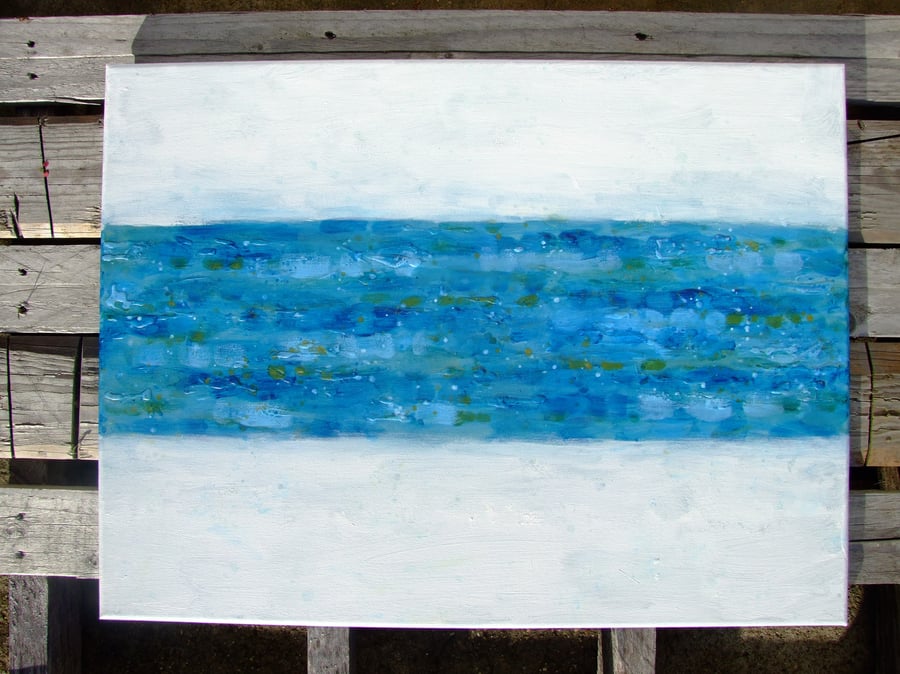 Ocean blue - 24x18" original acrylic mixed media canvas