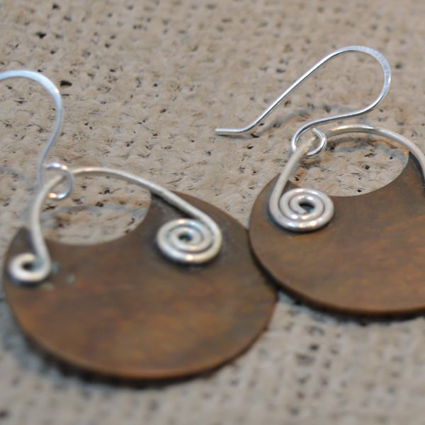 STERLING SILVER AND COPPER EARRINGS