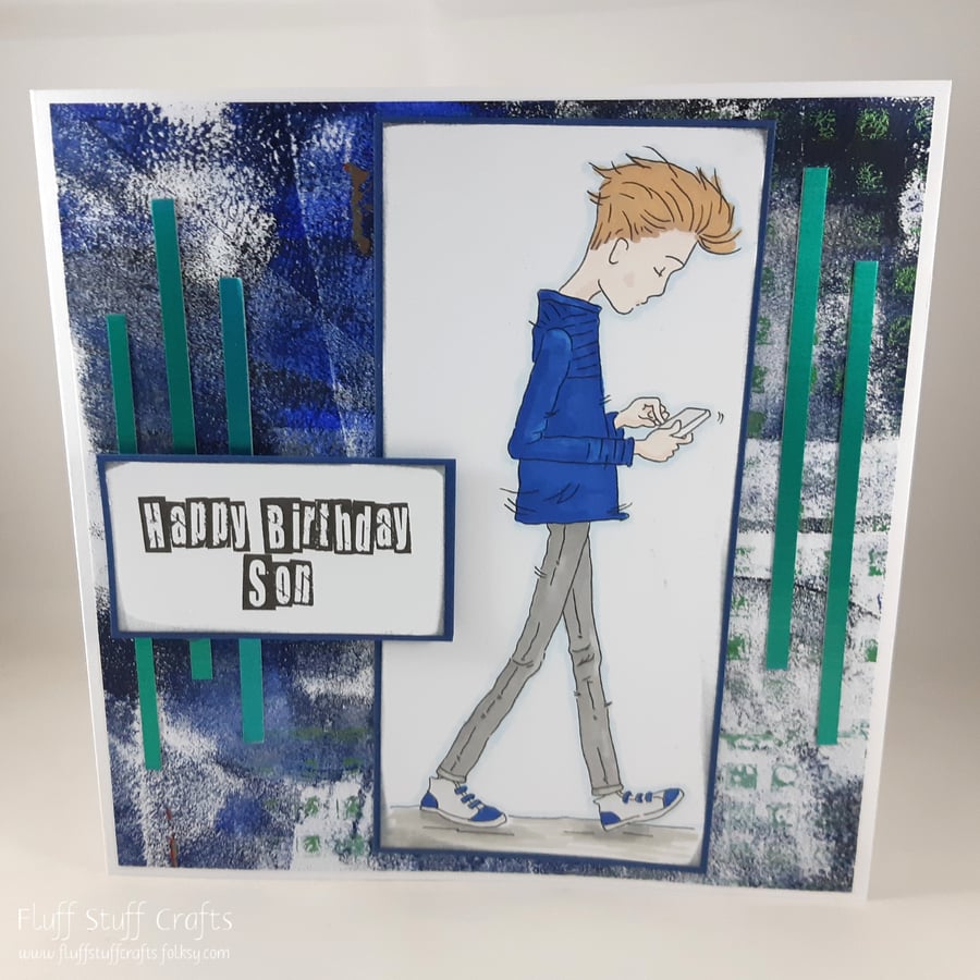 Handmade son birthday card - teenager