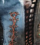Custom XS Zara Recycled Denim Jacket: Obsidian Crochet Sleeves  - Image 7