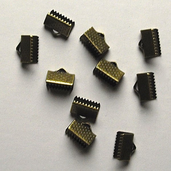 10 x Bronze Tone Crimp End Connectors
