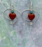 Silver plated spiral earrings with red jasper hearts and terra jasper stones - Image 2