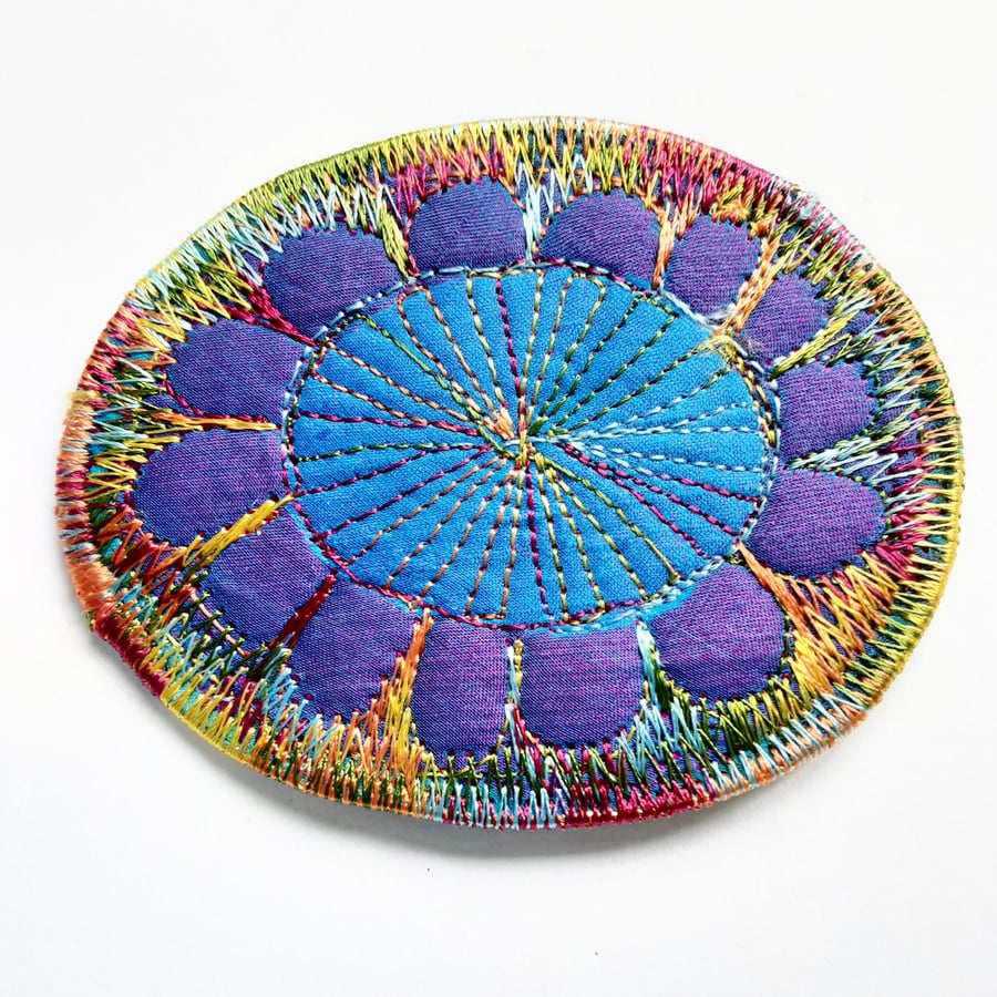 Textile Brooch Free Machine Embroidery 