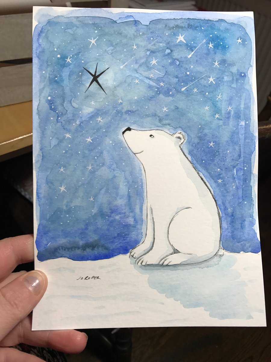Original Painting Polar Bear wishing Jo Roper