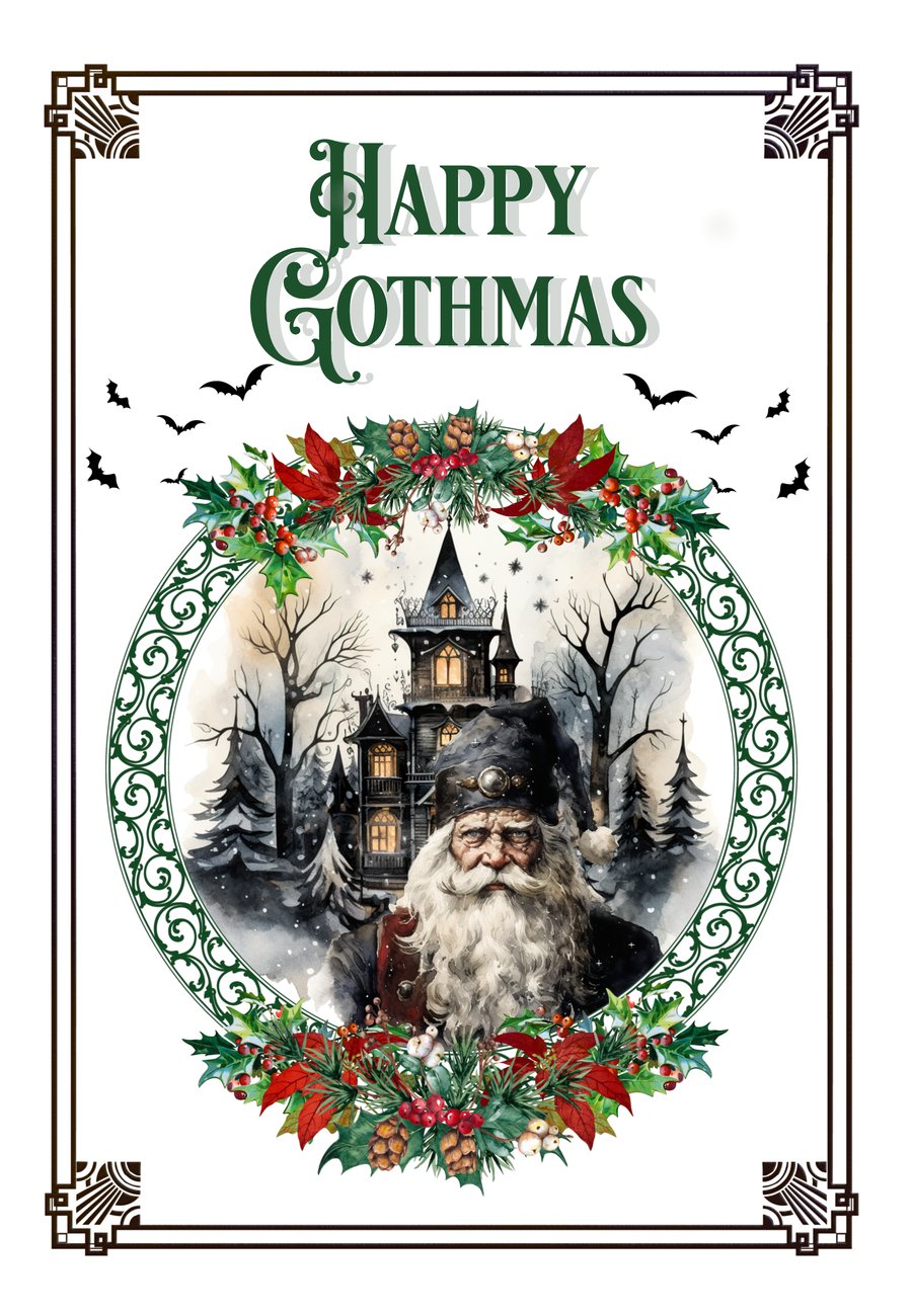 Alternative Goth Gothmas Christmas Card - Evil Horror Santa !