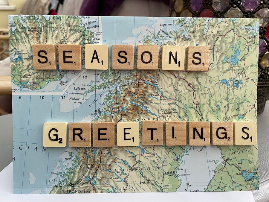 Lapland map seasons greetings christmas card