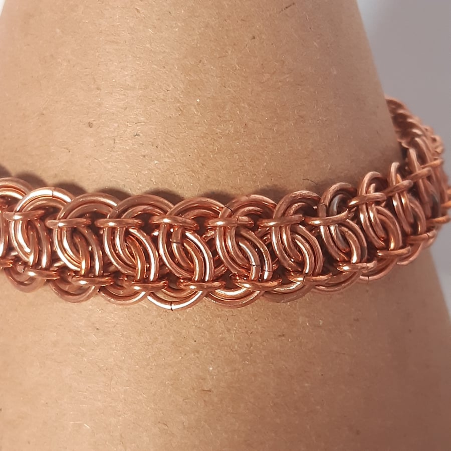 Copper garter weave chainmaille bracelet 