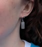 Sterling Silver Small Leaf Pattern Rectangle Earrings - JBJ1091 - Image 3
