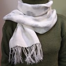 Handwoven linen scarf with Ikat technique