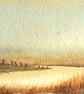 Original watercolour sun set over the reedbeds  - Image 2