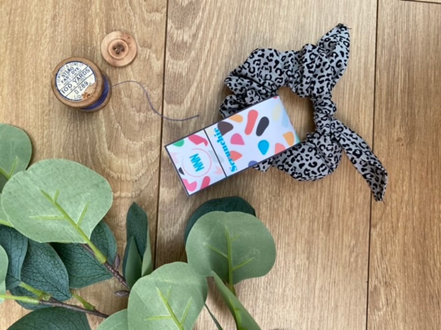 Animal Print, Light Grey, Knot Scrunchie, hair tie