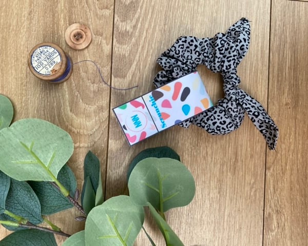 Animal Print, Light Grey, Knot Scrunchie, hair tie