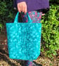 Cat shopping bag cat with dragonflies teal green tote bag - Image 4