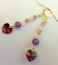 Swarovski Crystal Heart, Amethyst and Rose Quartz Earrings - Handmade In Devon. - Image 9