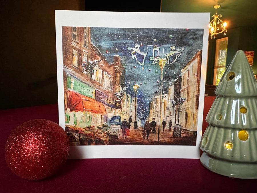 Beautiful Street Scene Christmas Card