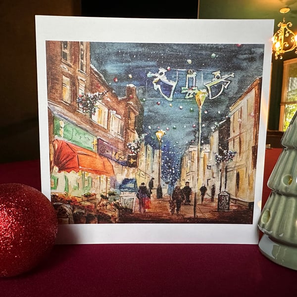 Beautiful Street Scene Christmas Card