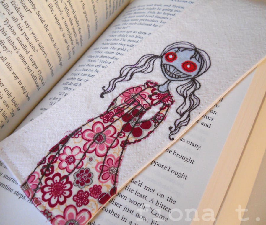 embroidered fabric bookmark