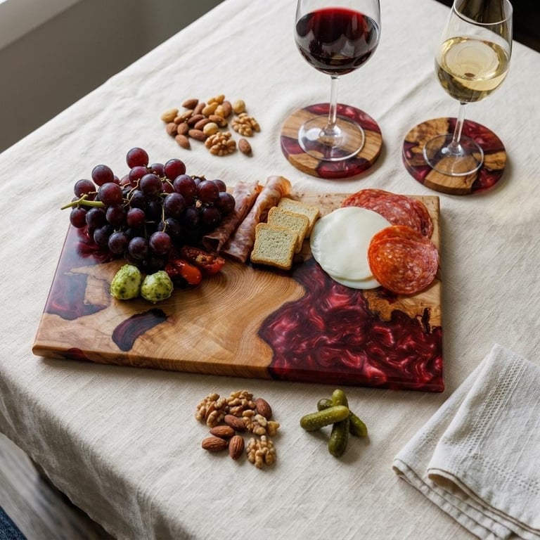 Handcrafted Wood and Red Charcuterie Boards - Scottish Decor - Gifting