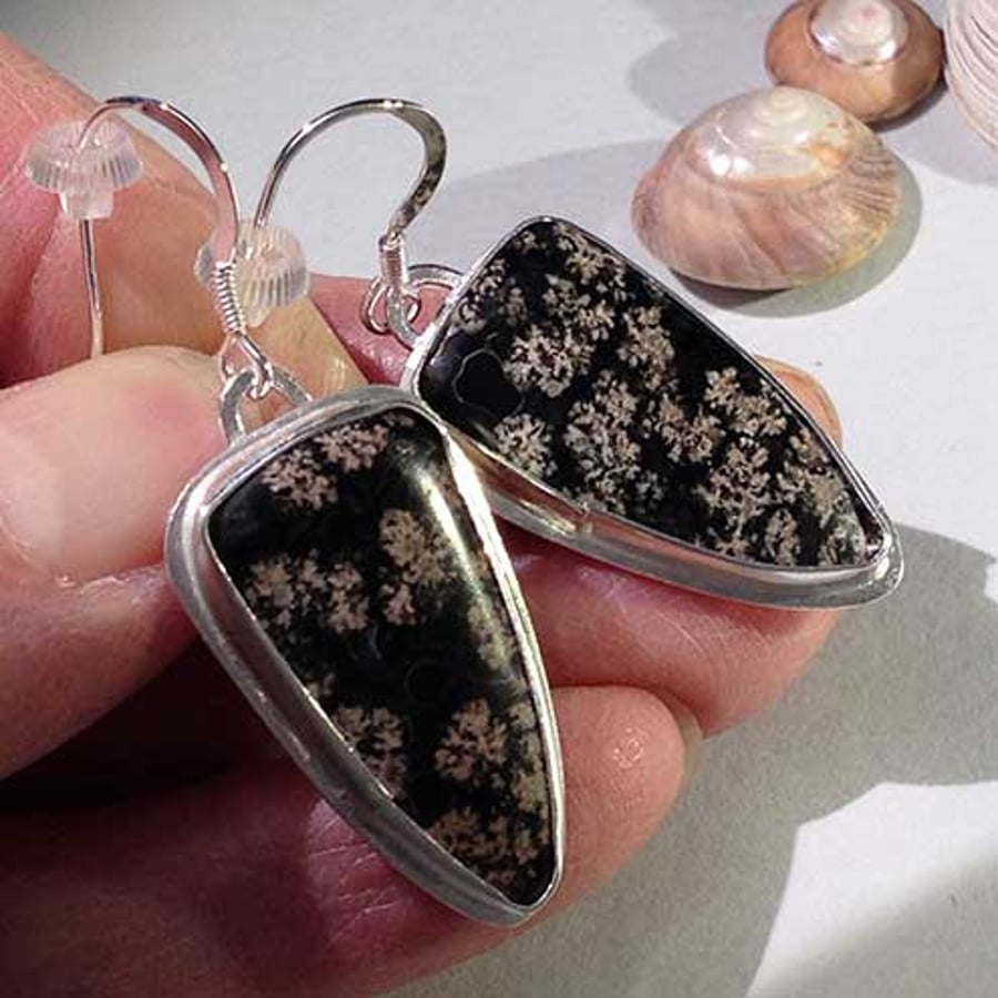 Flower Obsidian earrings